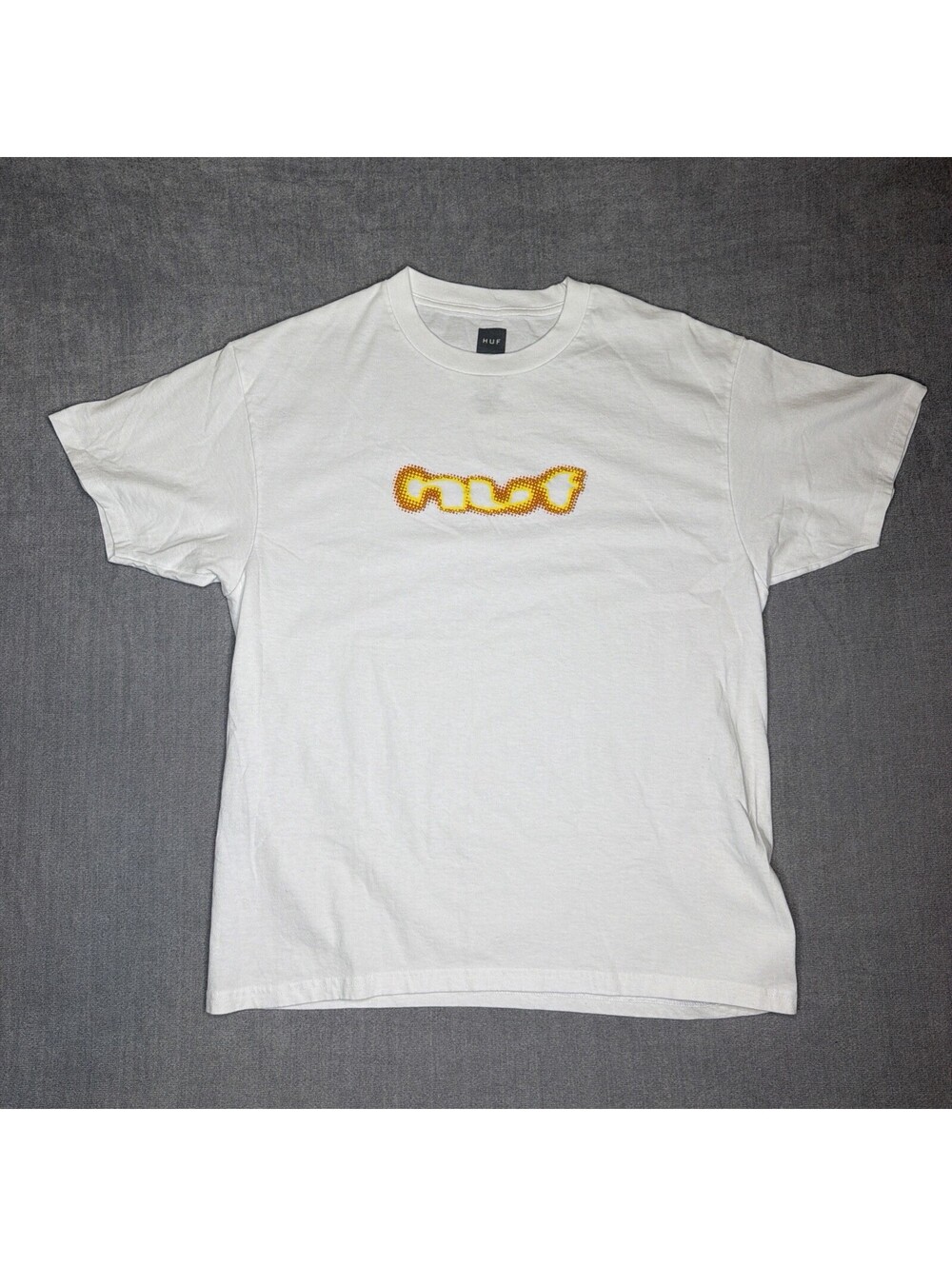 HUF Mens Spellout Graphic T-Shirt Short Sleeve Train Car Large Skatewear Tee